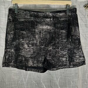 SO RAD Skorts  Black Gold metallic Wrap Elastic Waist Casual Asymmetrical XL